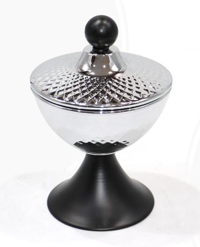 شيال تقديم مكسرات استيل فضي قاعدة اسود 4988