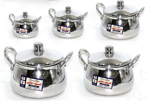 طقم قدور المونيوم 6ق لامع بيد 113