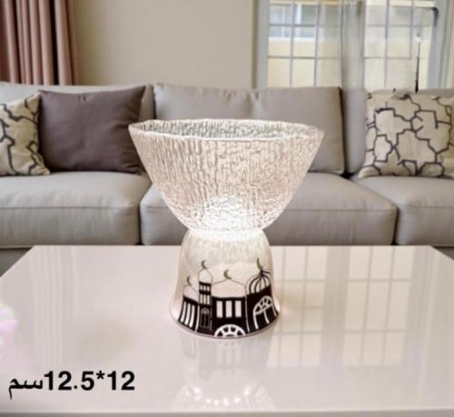صحن زجاج بقاعدة فنجان رمضاني 15582