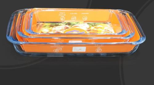 طقم صنية 3ق بايركس فرن مستطيل 6106