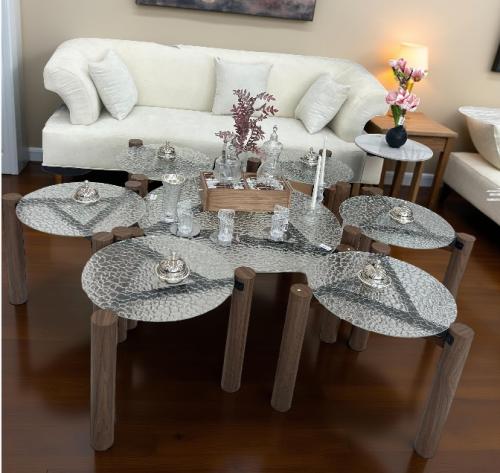 طاولة شاي 6+1 لون بني