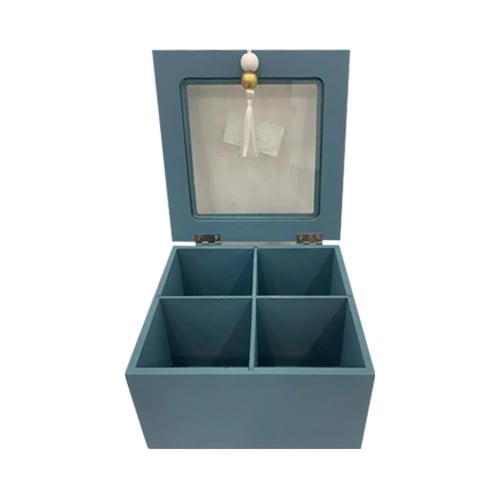 صندوق اكسسورات خشب صغير لون سماوي8357