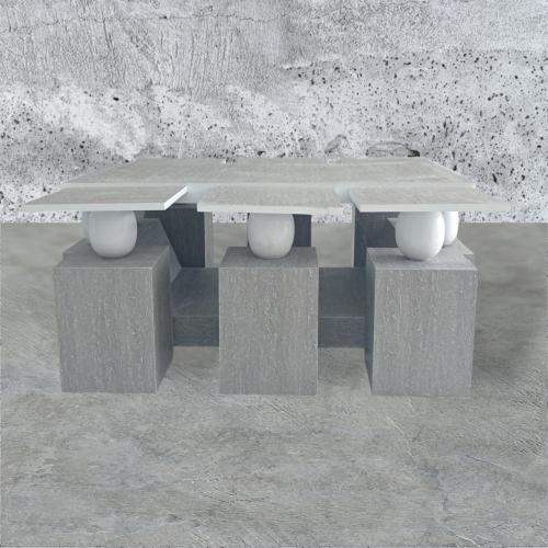 طاولة كنب كرة لون رمادي حجري