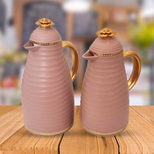 طقم ترامس وردي مع ذهبي باصرة 6082