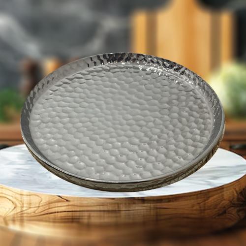 صنية تقديم سيراميك دائري فضي ص 3055