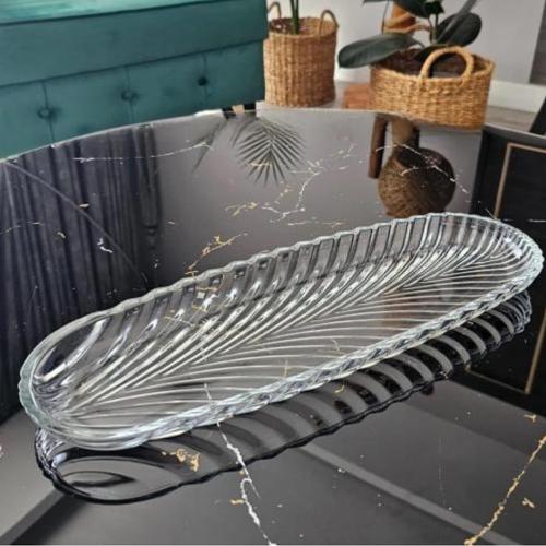 صحن تقديم زجاج بيضاوي طويل 44