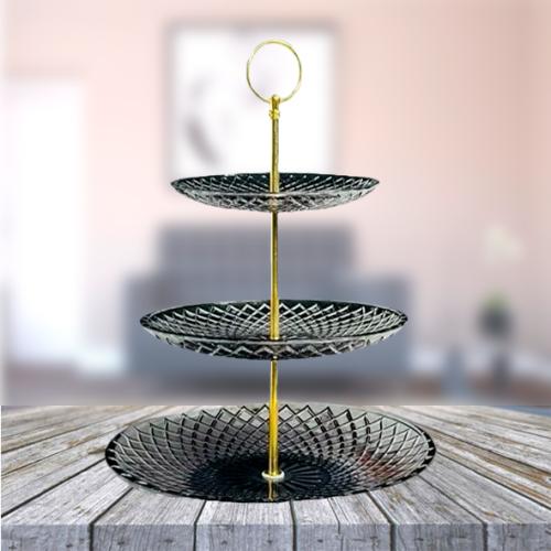 استاند تقديم حلا زجاج 3دور اسود8922