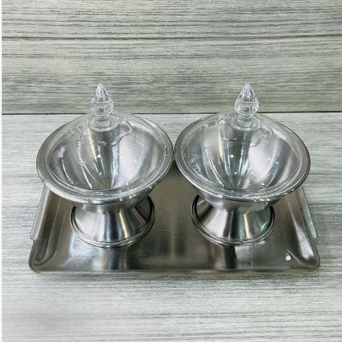 طقم صينية مع زبدية حلا غطاء اكر يلك 6082