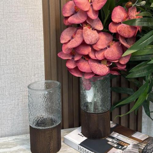 فازة بقاعدة خشبية دائري 4998