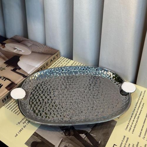 صينية تقديم بيضاوي فضي 3059