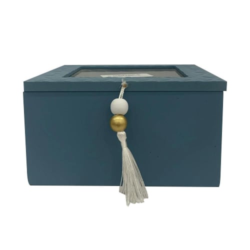 صندوق اكسسورات خشب صغير لون سماوي8357