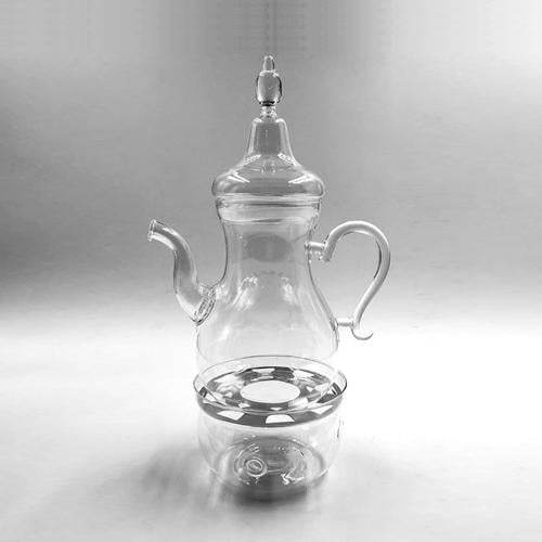 دلة قهوة زجاج بغطاء شفاف مع استاند تسخين 5208