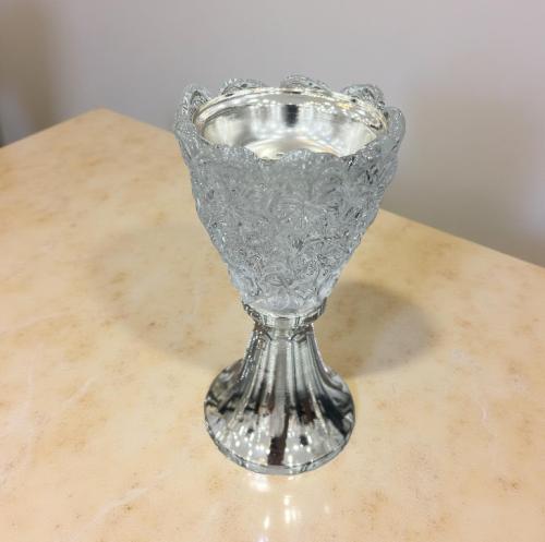 مبخرة زجاج على فضي 1009