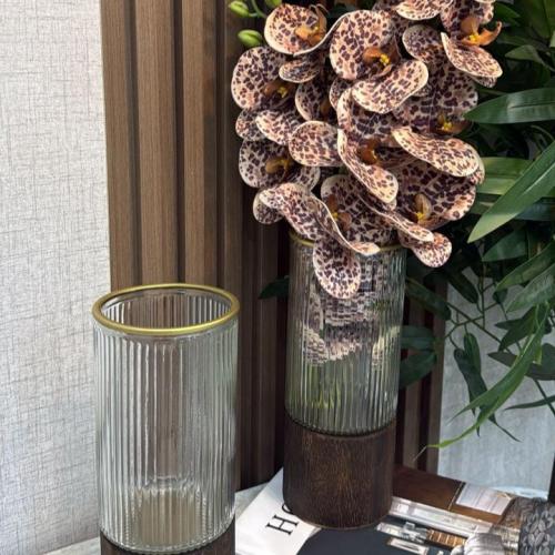 فازة بقاعدة خشبية دائري 4992