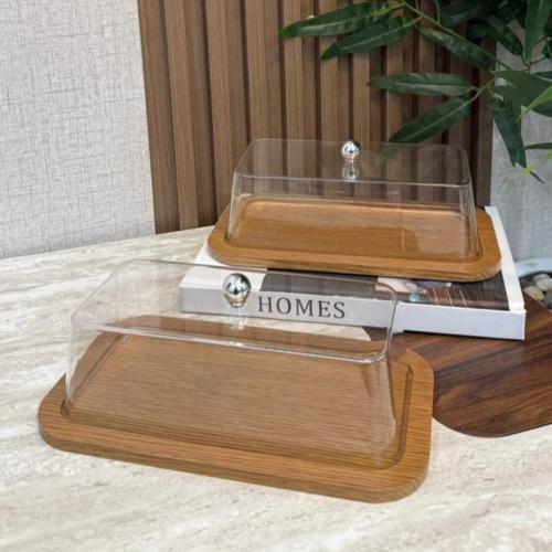 تقديمة خشبي غطاء اكريلك 25*14 4543