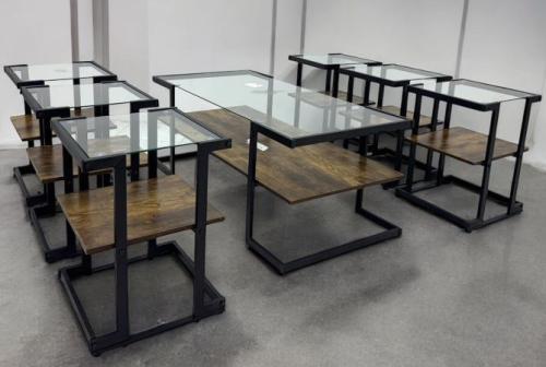 طاولة كنب تركي دورين مع 6 خدمات 912 زجاج لون بني غ...