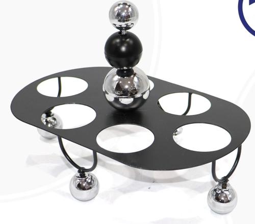 حامل فناجين معدن اسود 4980 مع خرز