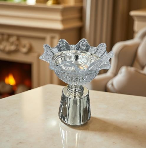 مبخرة زجاج على فضي 1007