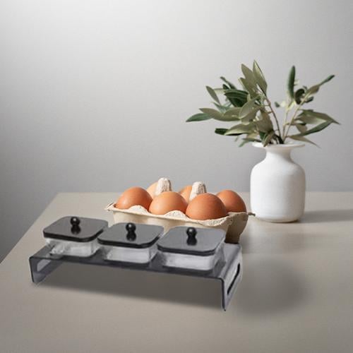 طقم صحن مكسرات 3ق زجاج قاعدة اسود 7195