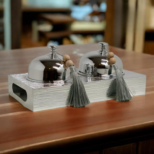 صحن تقديم فضي ثنائي 10526