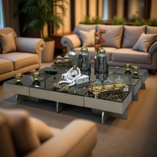 طاولة اكس شمباني زجاج عسلي