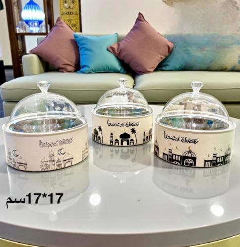صحن ستيل بغطاء شفاف رمضان15472