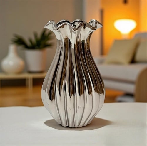 فازة سيراميك فضي 10530