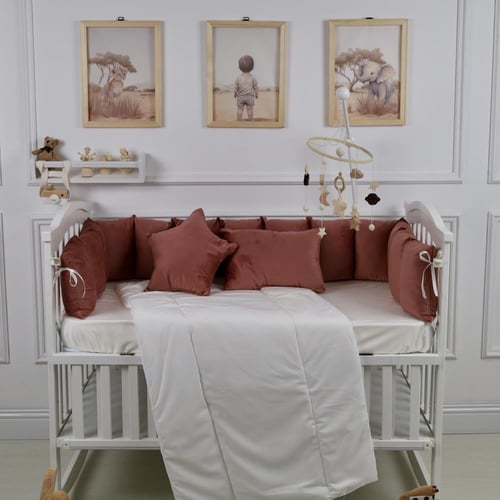 مفرش سرير أطفال مخدات 5 قطع دم الغزال لحماية وراحة...