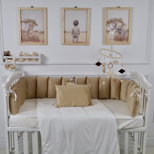 مفرش سرير أطفال مخدات 5 قطع بيج لحماية وراحة مثالي...