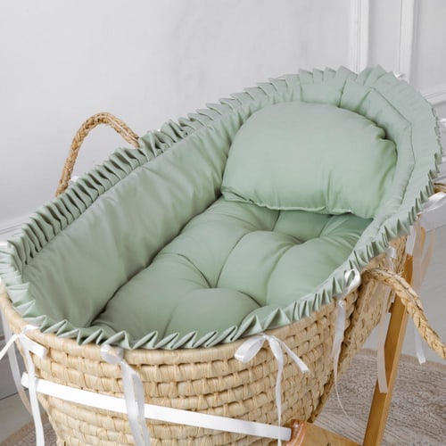 تلبيسه سلة موسى قماش قطن تيفاني بإطراف مكشكشة