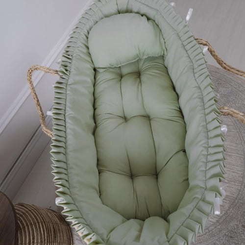 تلبيسه سلة موسى قماش قطن تيفاني بإطراف مكشكشة