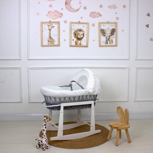 سلة موسى (خيزران رمادي ) مع قماش فيسبوك