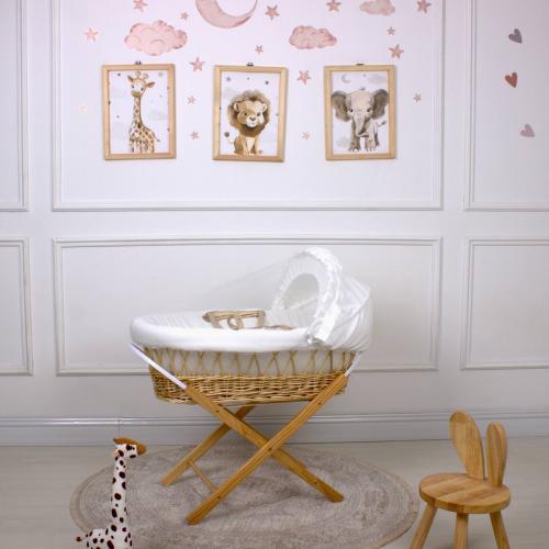 سلة موسى (خيزران خشبي) بتلبيسة قماش فيسبوك