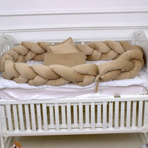 مفرش سرير أطفال ظفيرة 5 قطع بيج بتصميم حصري لحماية...