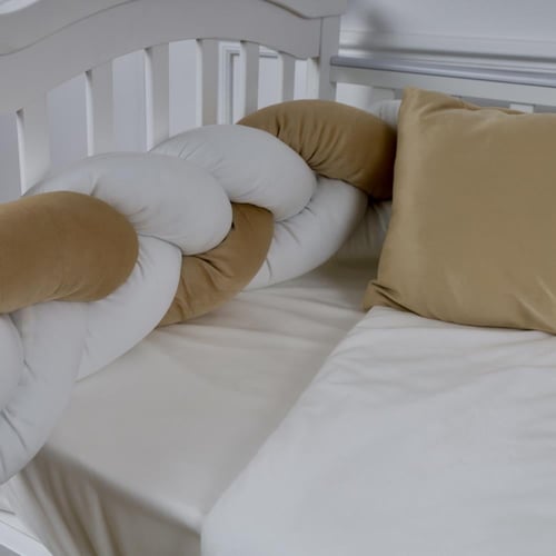 مفرش سرير أطفال ظفيرة 5 قطع بيج لحماية وراحة مثالي...