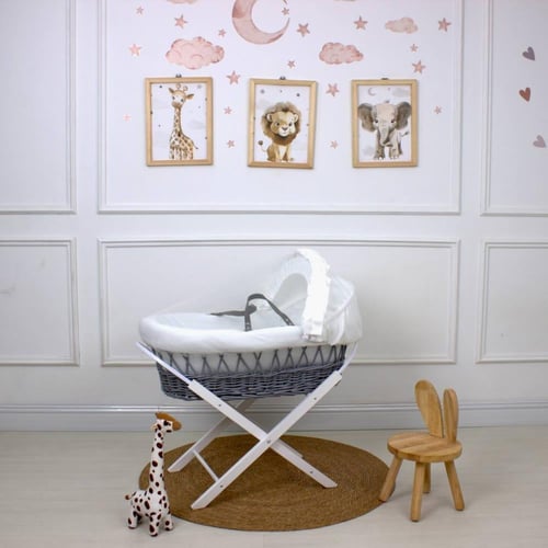 سلة موسى (خيزران رمادي ) مع قماش فيسبوك