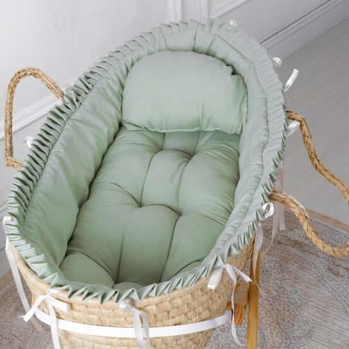 تلبيسه سلة موسى قماش قطن تيفاني بإطراف مكشكشة