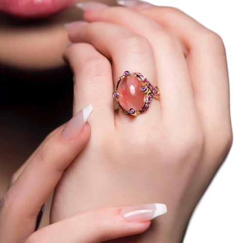 خاتم حجر الروز كوارتز
