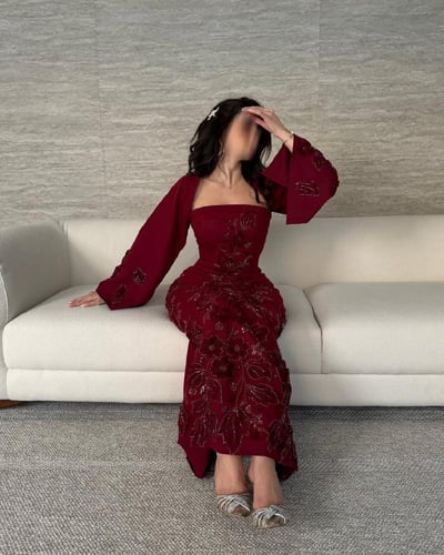 فستان برغندي مشجر تب