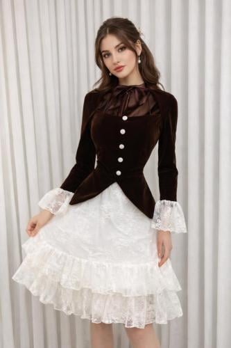 فستان قصير دانتيل مبطن