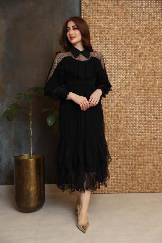 فستان فخم بياقة فرنسي