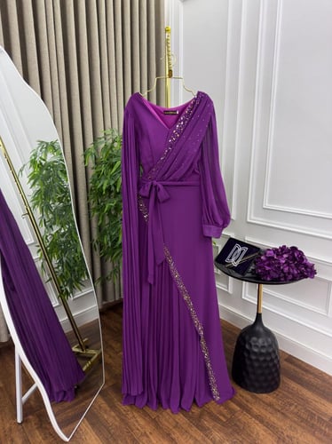 فستان شيفون تطريز