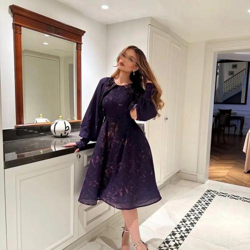 فستان موف ميدي خامة اورجينزا