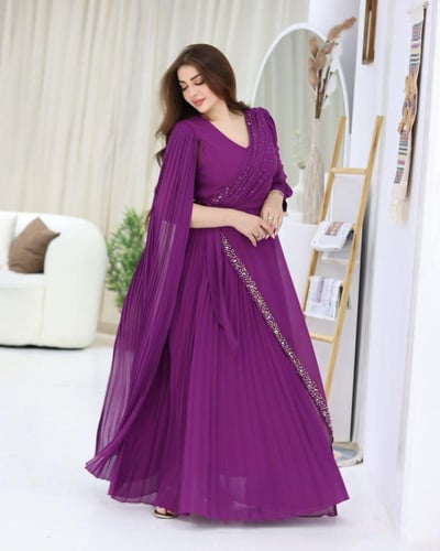 فستان شيفون تطريز