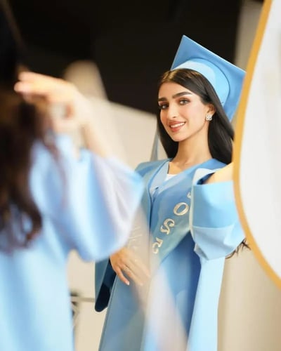 عبايه تخرج الازرق السماوي