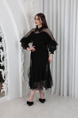 فستان فخم بياقة فرنسي