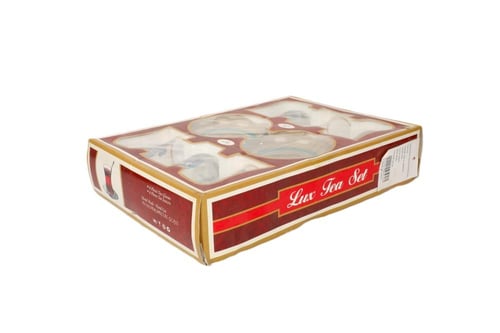 طقم كاسات مع صحون زجاجية فاخرة – 12 قطعة من لوكس