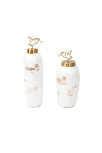 طقم مزهريتين بغطاء من البورسلان – أناقة كلاسيكية ب...