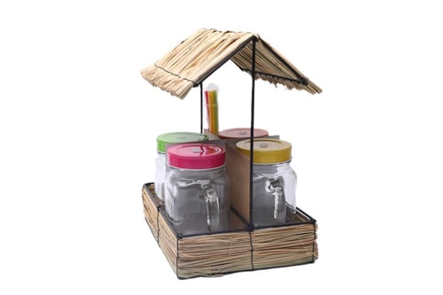 مجموعة مشروبك الصيفي الأنيقة – حامل أكواب مع أربع...