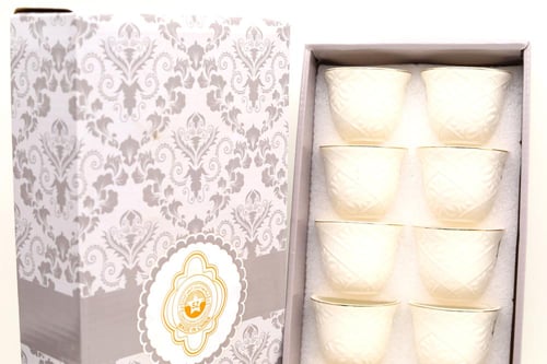 طقم فناجين قهوة بورسلين أبيض – 12 قطعة